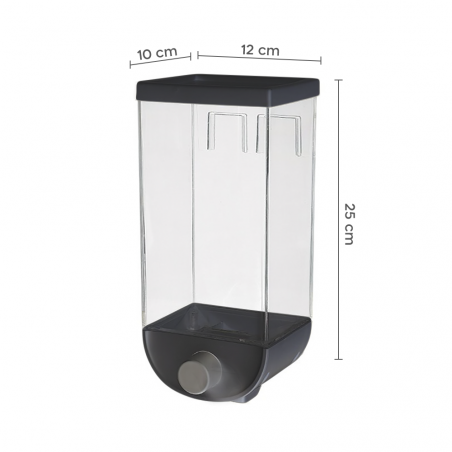 210245 Envase dispensador de cereales Negro 1,5Kg para cereales y frutos secos