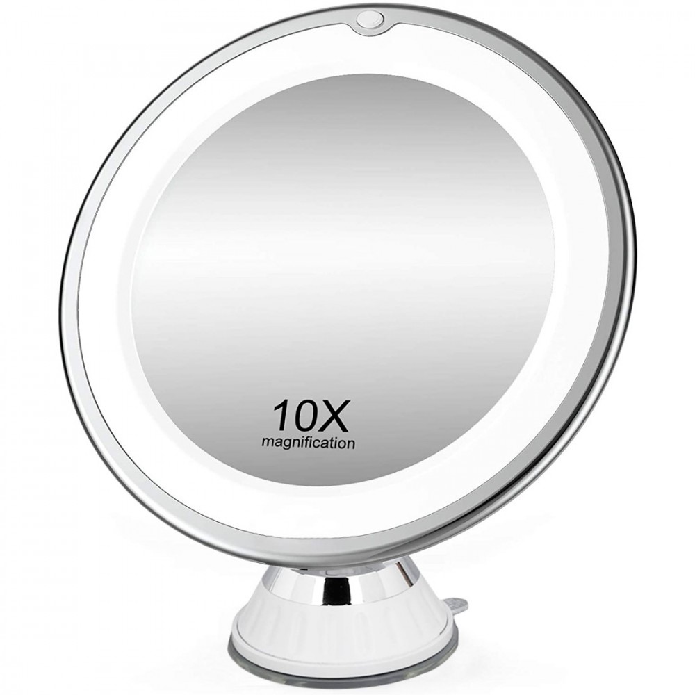 Espejo de maquillaje con ampliación 10X con luz de LED funcionamiento a pilas