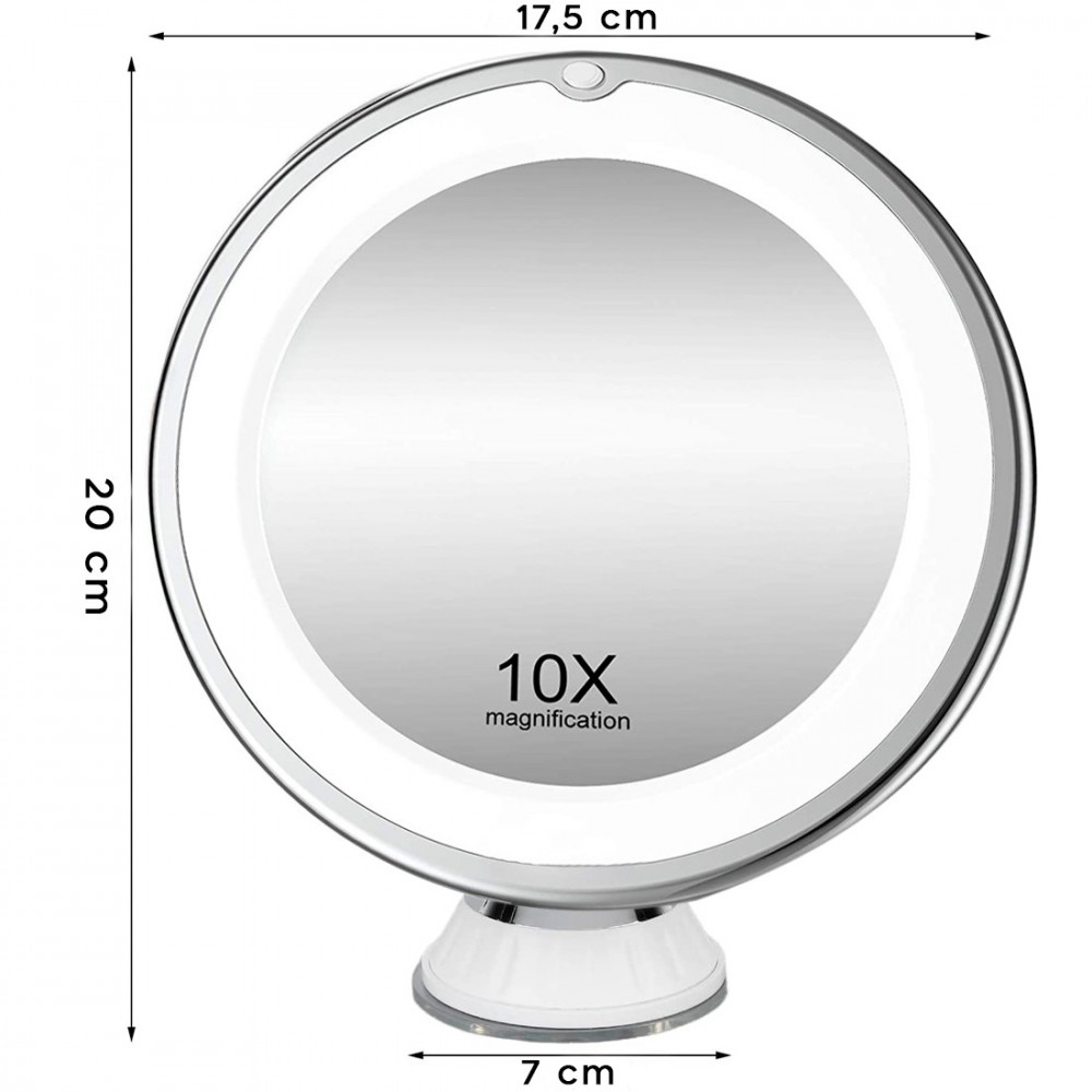 Espejo de maquillaje con ampliación 10X con luz...