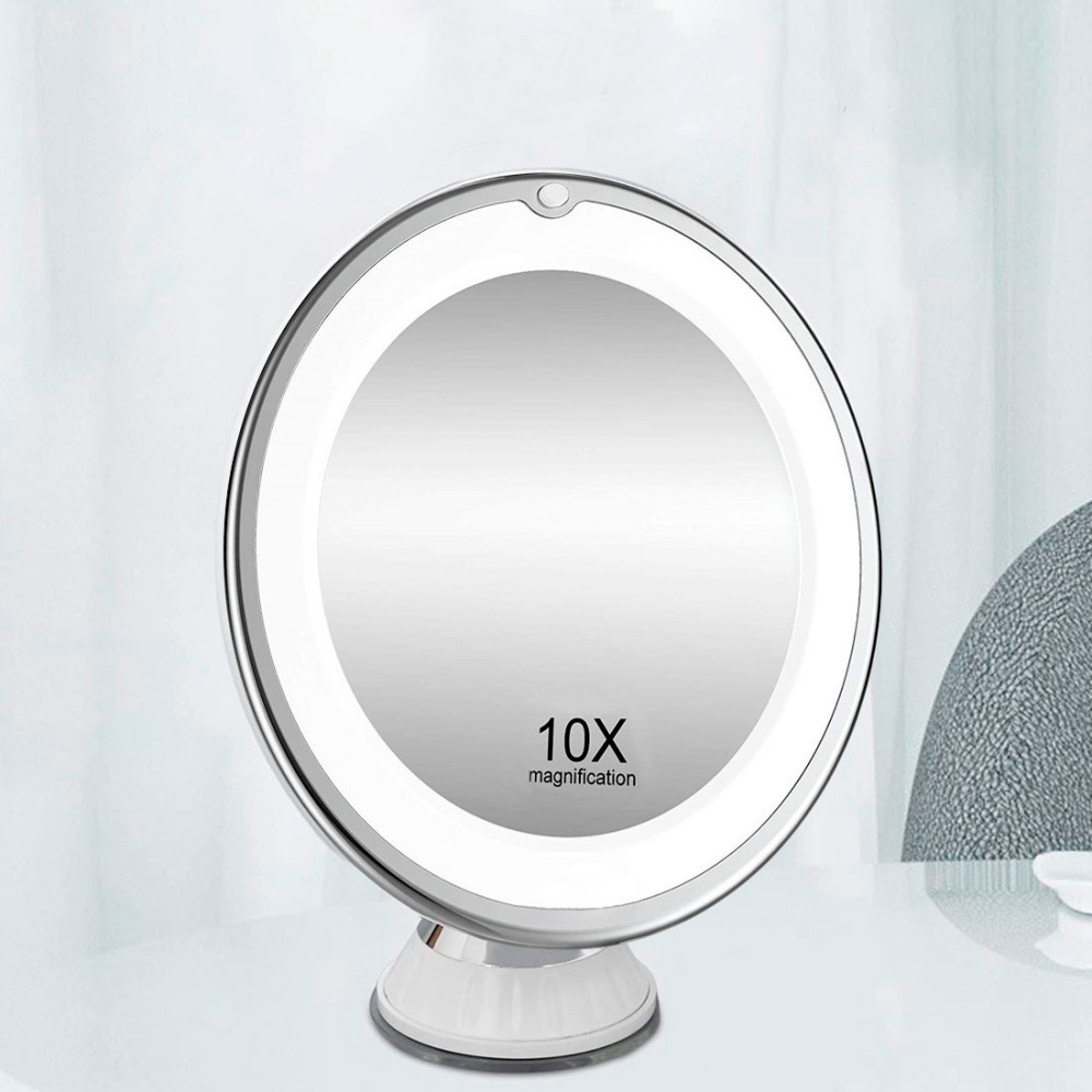 Espejo de maquillaje con ampliación 10X con luz...