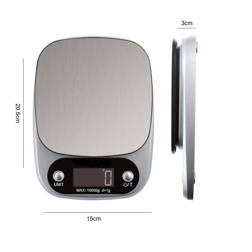 Báscula cocina digital 10Kg Pantalla LCD...