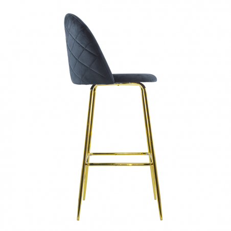 Taburete GRETA terciopelo estructura color oro con respaldo y reposapiés