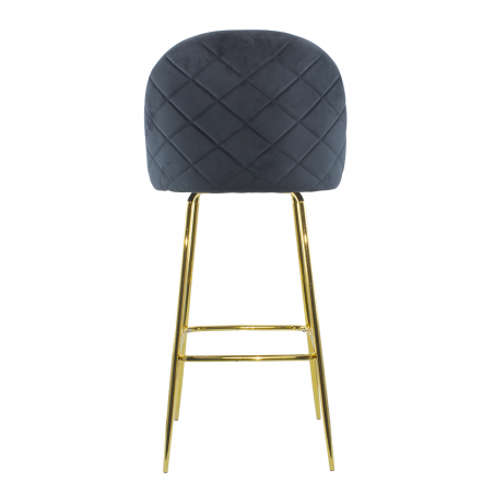 Set 2 taburetes de terciopelo GRETA estructura dorada con respaldo y reposapiés