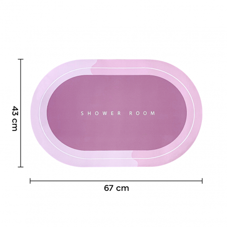Alfombrilla de ducha antideslizante Oval ROSA 43x67cm Microfibra absorbente