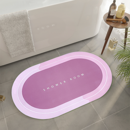 Alfombrilla de ducha antideslizante Oval ROSA 43x67cm Microfibra absorbente