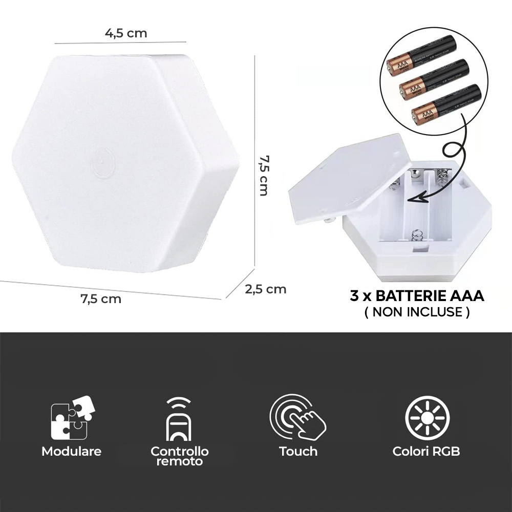 3pcs Lámpara RGB Hexagonal LED Light focos...