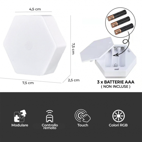 3pcs Lámpara RGB Hexagonal LED Light focos aplique de pared con control remoto