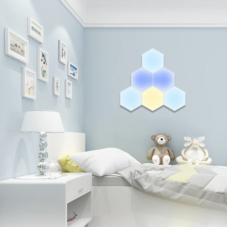 6pcs Lámpara RGB Hexagonal LED Light focos aplique de pared con control remoto