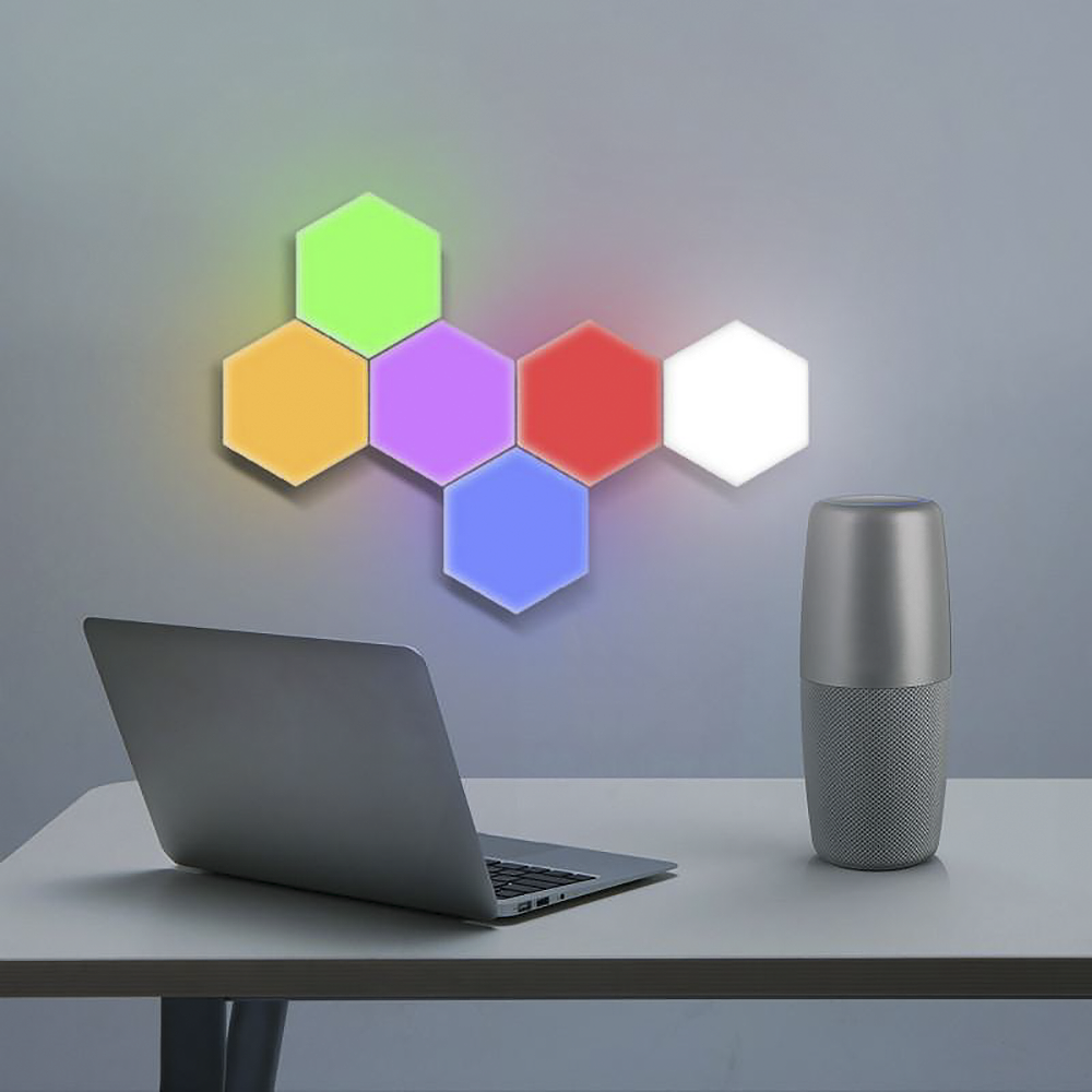 6pcs Lámpara RGB Hexagonal LED Light focos...
