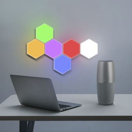 6pcs Lámpara RGB Hexagonal LED Light focos aplique de pared con control remoto