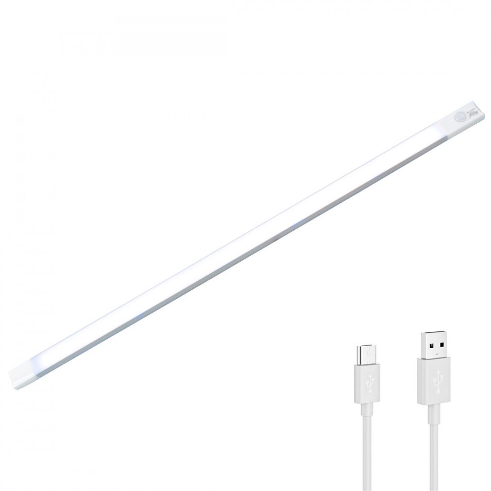 Tira 48 LED luz fría para armario 58cm con sensor de movimiento recargable USB