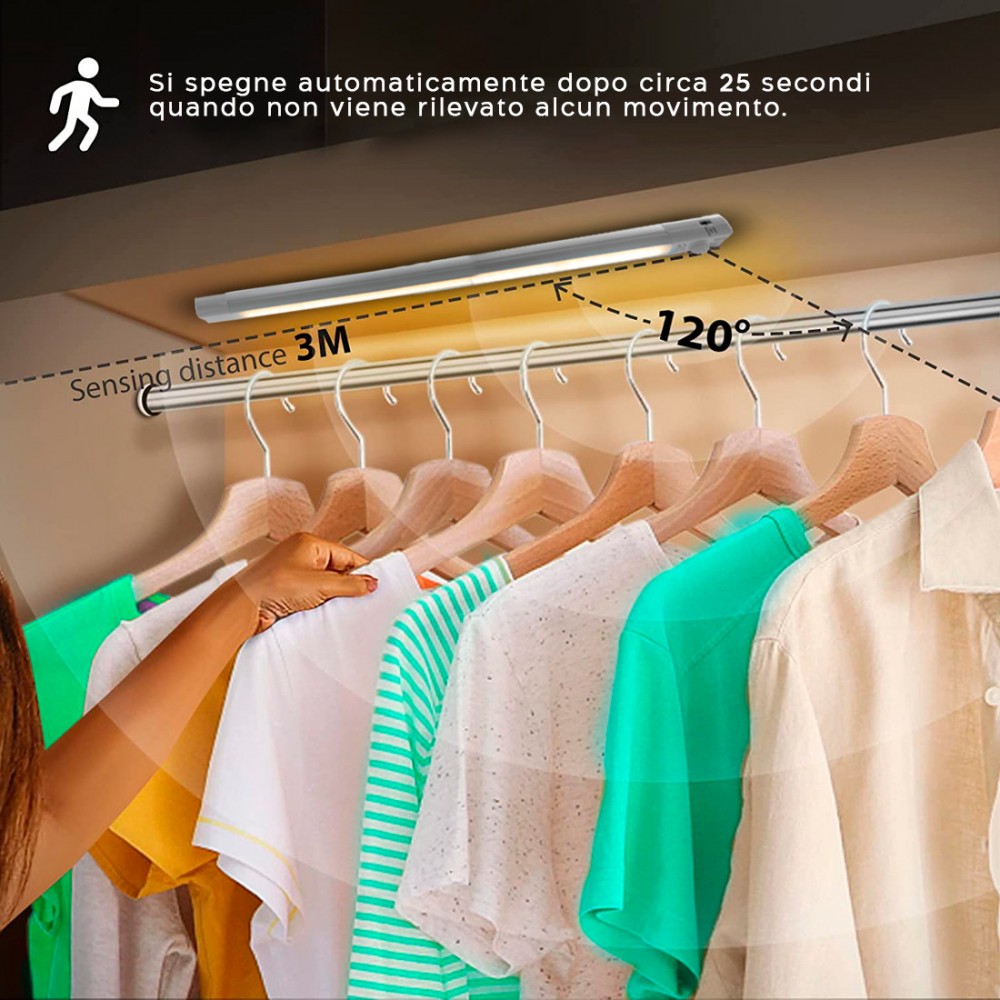 Tira 48 LED luz cálida para armario 58cm con...