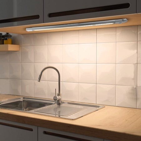 Tira 48 LED luz cálida para armario 58cm con sensor de movimiento recargable USB