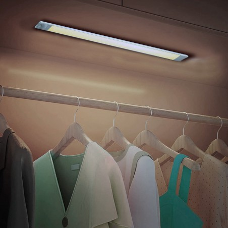 Tira 38 LED luz natural para armario 48cm sensor de movimiento recargable USB