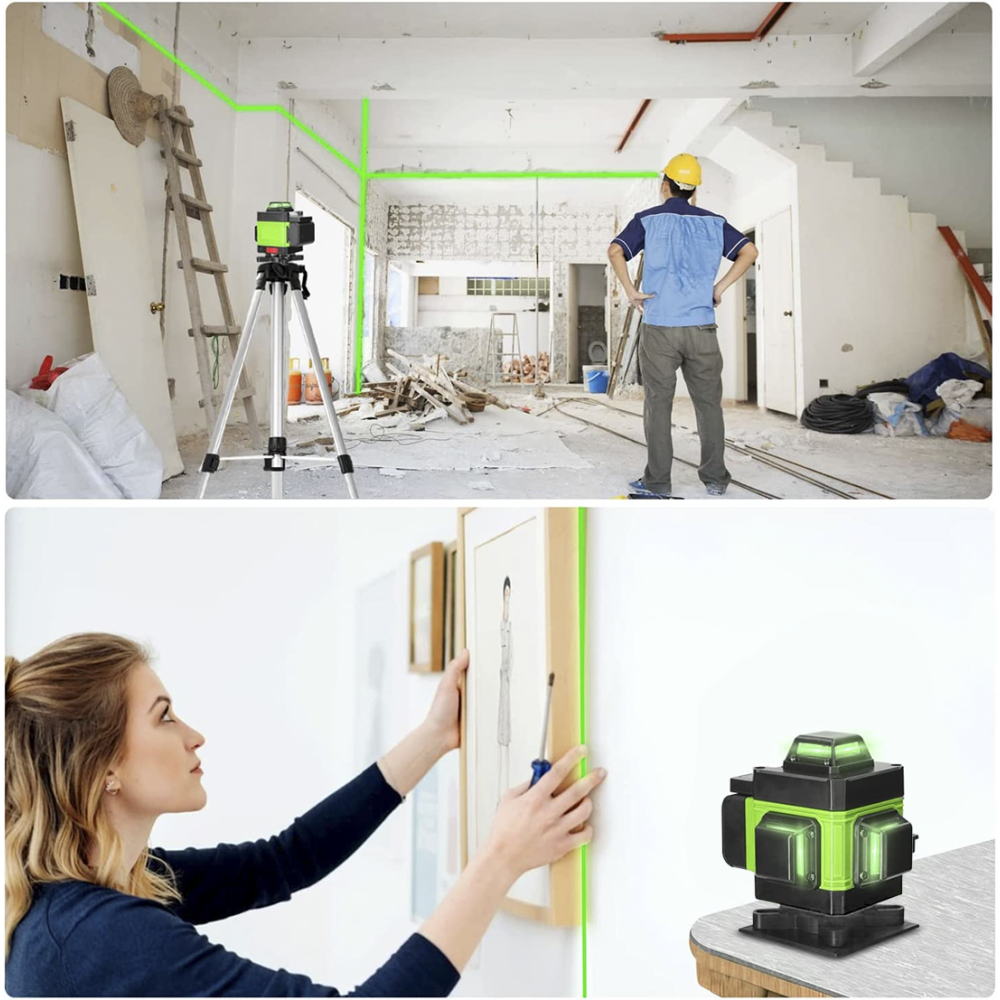 Cruz de nivel láser verde 16 líneas...