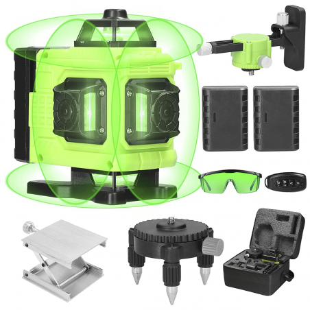 Cruz de nivel láser verde 16 líneas autonivelante 360° Horizontal Vertical