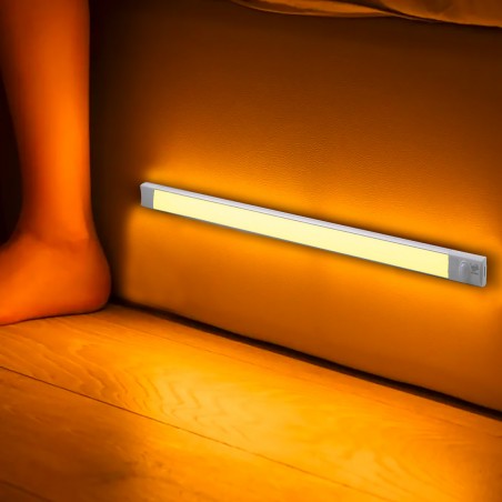 Tira 38 LED Luz cálida para armario 48cm sensor de movimiento recargable USB