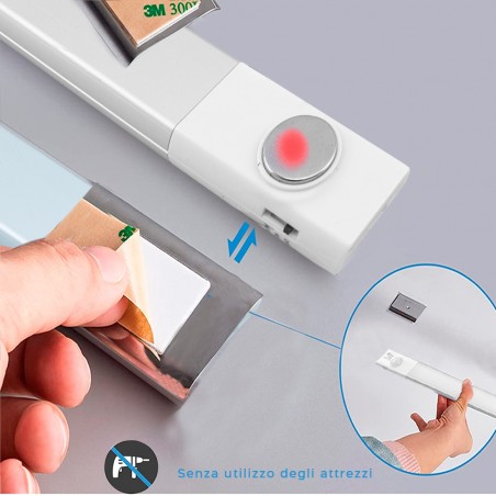 Tira 38 LED Luz cálida para armario 48cm sensor de movimiento recargable USB