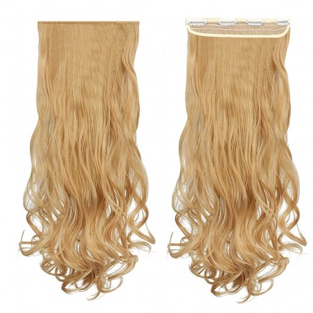 Extensión 4 clips rubio oscuro ondulado largo 50cm banda sintética pelo falso
