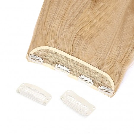 Extensión 4 clips rubio oscuro ondulado largo 50cm banda sintética pelo falso