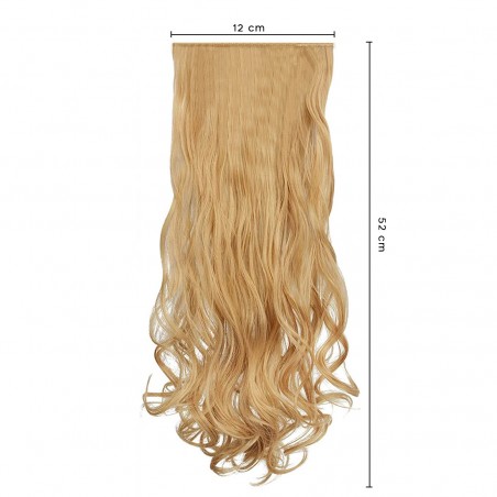 Extensión 4 clips rubio oscuro ondulado largo 50cm banda sintética pelo falso