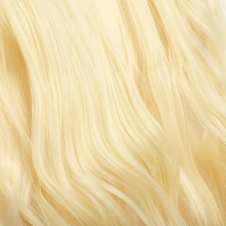Extensión 4 clips rubio claro ondulado largo 50cm Banda Sintética Pelo Falso