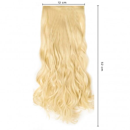Extensión 4 clips rubio claro ondulado largo 50cm Banda Sintética Pelo Falso