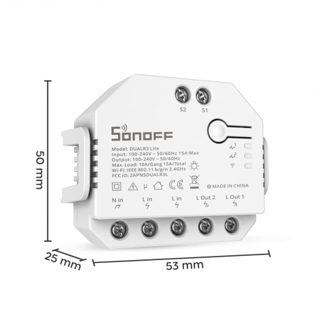 Sonoff dual R3 Lite Smart Switch Luz programable con redes duales