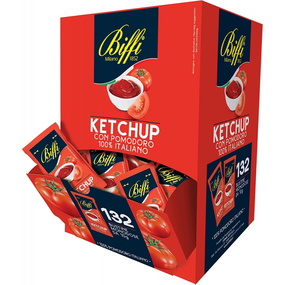Ketchup BIFFI 132 Sobres Monodosis con Tomate 100% Italiano 10gr