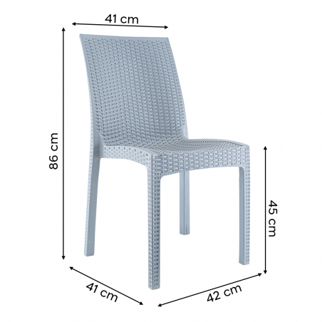 Conjunto de 6 sillas de jardín exterior JANET diseño en ratán en resina apilable