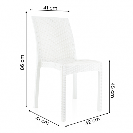 Conjunto de 2 sillas de jardín exterior JANET diseño en ratán en resina apilable