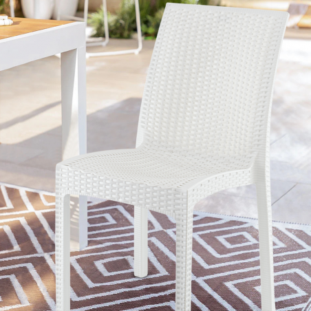 Conjunto de 2 sillas de jardín exterior JANET diseño en ratán en resina apilable