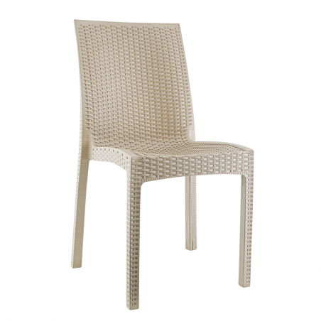 Conjunto de 2 sillas de jardín exterior JANET diseño en ratán en resina apilable