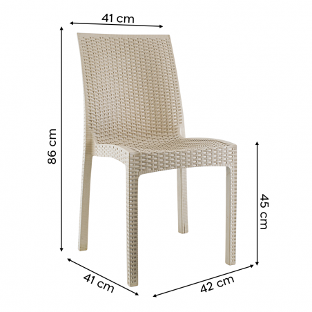 Conjunto de 2 sillas de jardín exterior JANET diseño en ratán en resina apilable