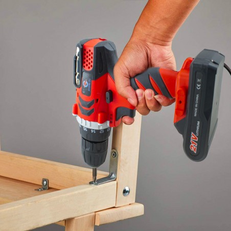 Taladro inalámbrico estuche de percusión de batería doble y accesorios