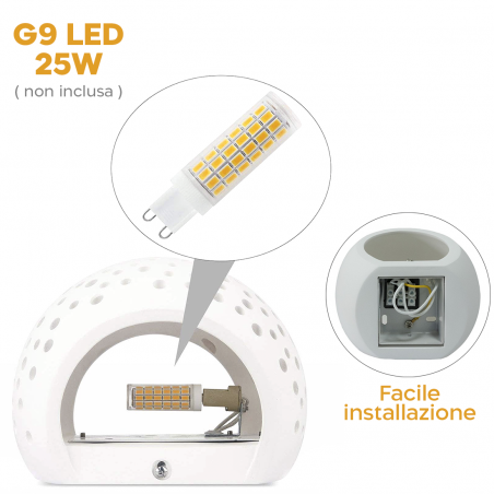 Aplique de yeso G9 Lámpara de techo perforada doble emisión de luz