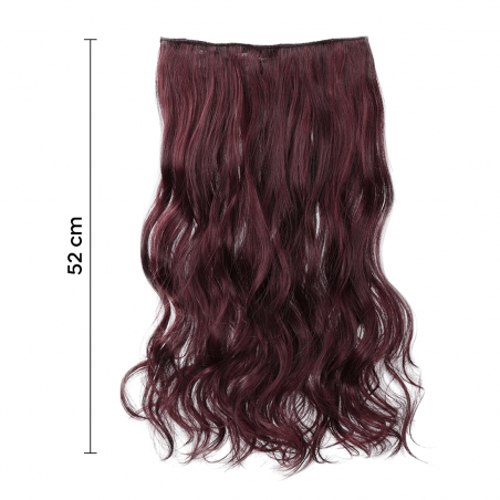 Extensión 4 Clips rojo caoba ondulado largo 50 cm Cinta Sintética Pelo Falso