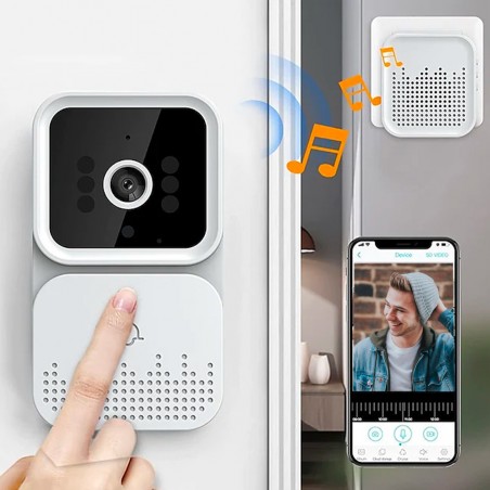 Mini videoportero con timbre inalámbrico de audio bidireccional app teléfono