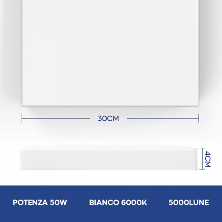 Luz de techo LED 50W Luz blanca 6000K Lámpara cuadrada delgada para interiores