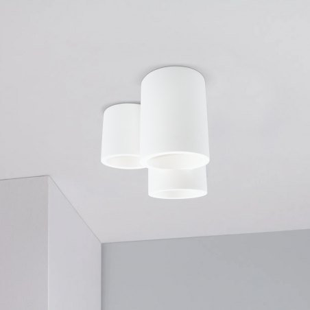 Aplique de pared de yeso  pintable luces de techo de 3 cilindros GU10 Ataque