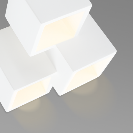 Aplique de pared en yeso pintable 3 Plafones Cuadrados GU10 Attack
