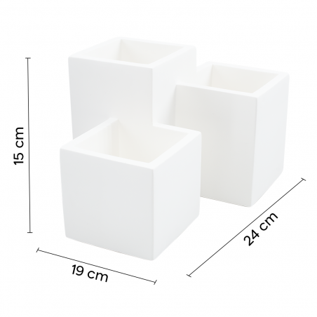 Aplique de pared en yeso pintable 3 Plafones Cuadrados GU10 Attack