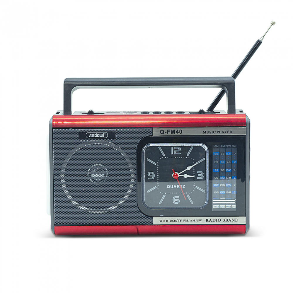 Radio Q-FM40 Vintage FM Altavoz Bluetooth MP3 Linterna portátil y reloj
