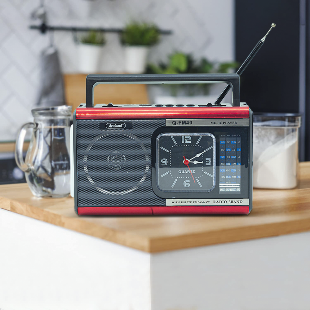 Radio Q-FM40 Vintage FM Altavoz Bluetooth MP3...