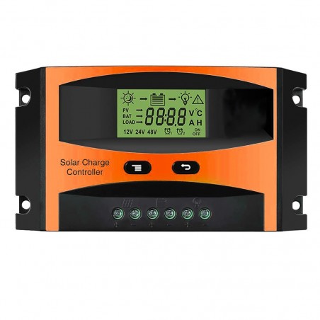 Controlador de carga panel solar fusible 20A Monitoreo PWM con pantalla