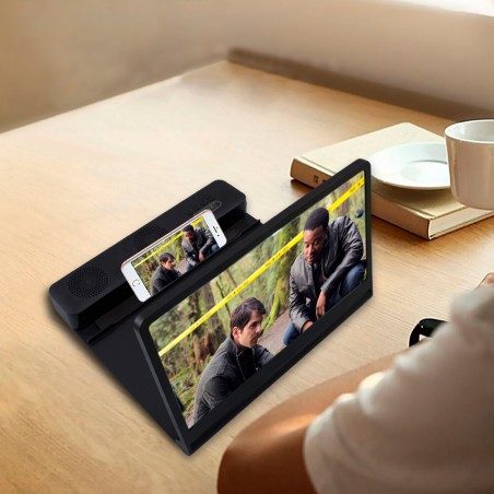 Lupa 3D amplificador de audio y video para smartphone con soporte