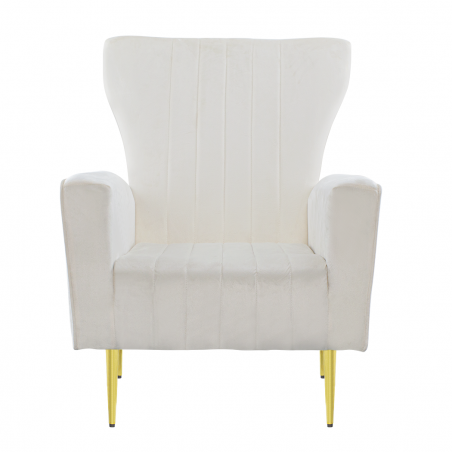Sillón Terciopelo DORIAN respaldo alto acolchado patas doradas 98HX70X70cm