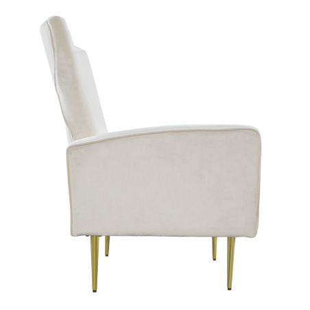 Sillón Terciopelo DORIAN respaldo alto acolchado patas doradas 98HX70X70cm