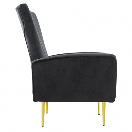 Sillón Terciopelo DORIAN respaldo alto acolchado patas doradas 98HX70X70cm