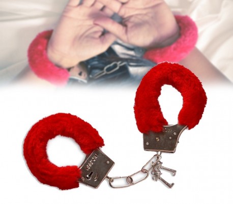 Set de 3 juguetes para sexo sadomasoquista HOT SET 748909 (incluye plumas + máscara + esposas) color rojo